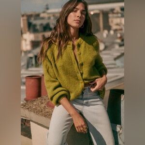 Sezane Othello cardigan, vert pistache, XS